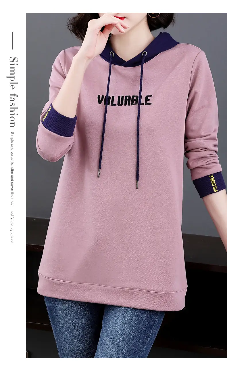 Women's Hooded Hoodie Purple Hooded Sweatshirt Long Sleeve — feature 21