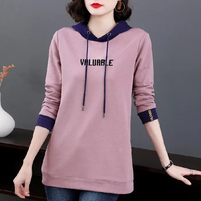 Women's Hooded Hoodie Purple Hooded Sweatshirt Long Sleeve - Image 2