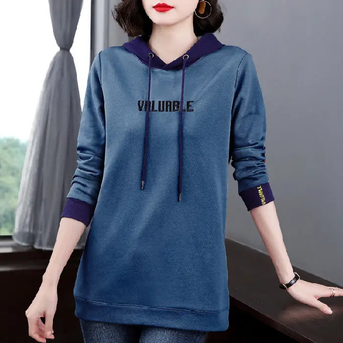 Women's Hooded Hoodie Purple Hooded Sweatshirt Long Sleeve - Image 3