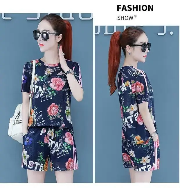 2021 Printed Floral Shorts Top Set for Women — feature 1