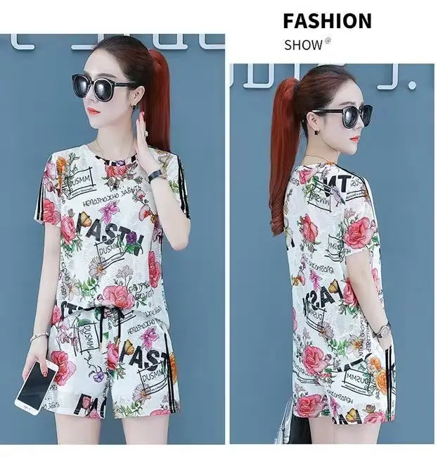 2021 Printed Floral Shorts Top Set for Women — feature 6