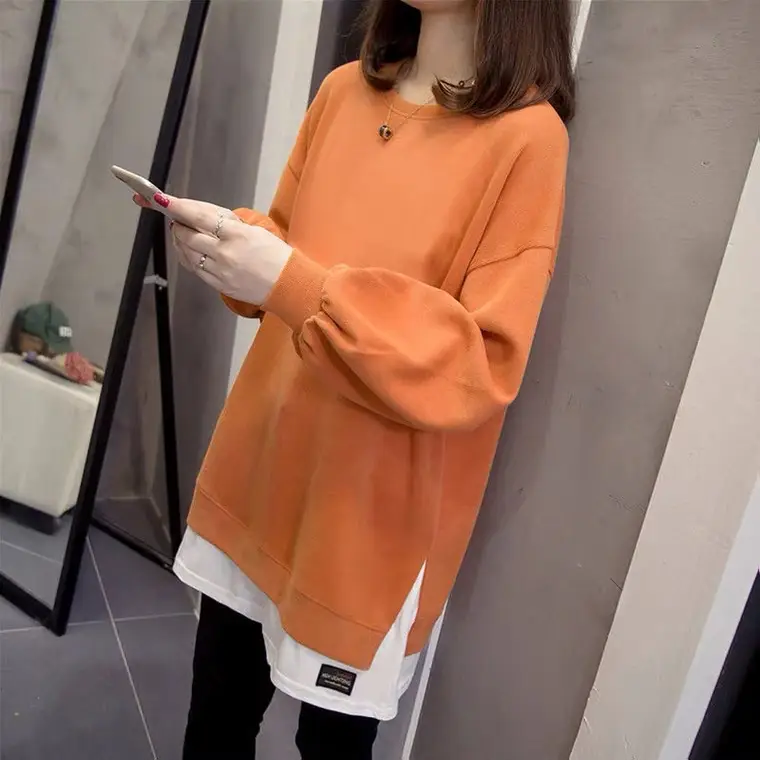 Plus Size Orange Sweatshirt with White Bottom — feature 7