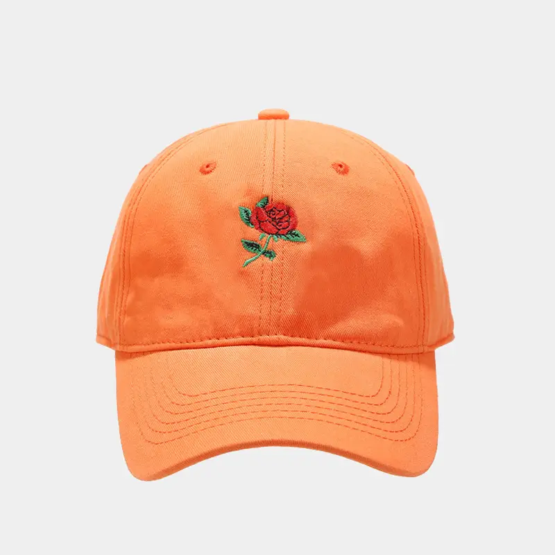 2025 Rose Embroidered Orange Baseball Cap for Men Women - Image 4