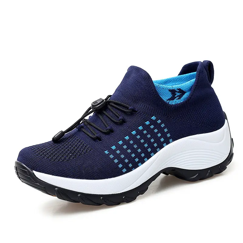Cross-border Explosions Large Size Women's Shoes Mother Shoes Rocking Shoes Socks Shoes Casual Flying Weaving Women's Shoes Foreign Trade Lace-up Thick Sole Shoes - Image 9