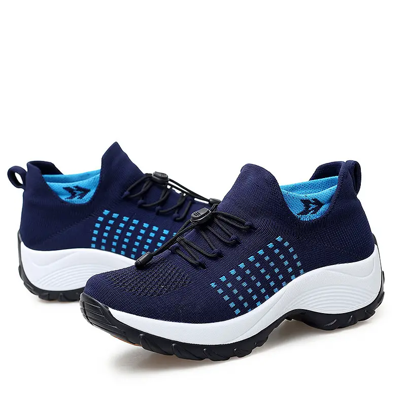 Cross-border Explosions Large Size Women's Shoes Mother Shoes Rocking Shoes Socks Shoes Casual Flying Weaving Women's Shoes Foreign Trade Lace-up Thick Sole Shoes - Image 11