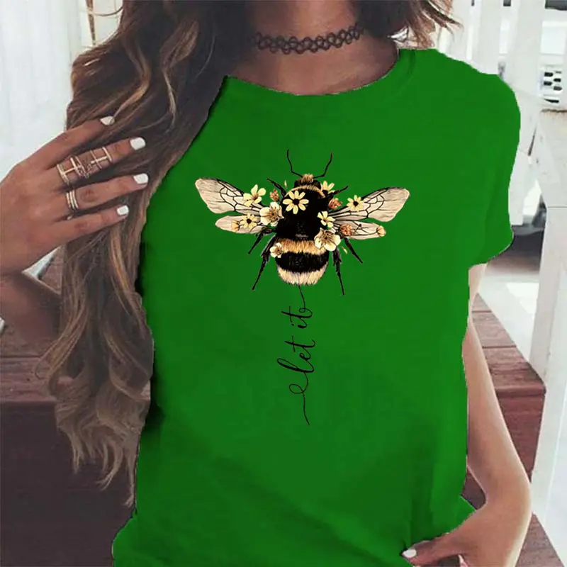 Women Blue Bee Print T-Shirt AliExpress 2020 - Image 10