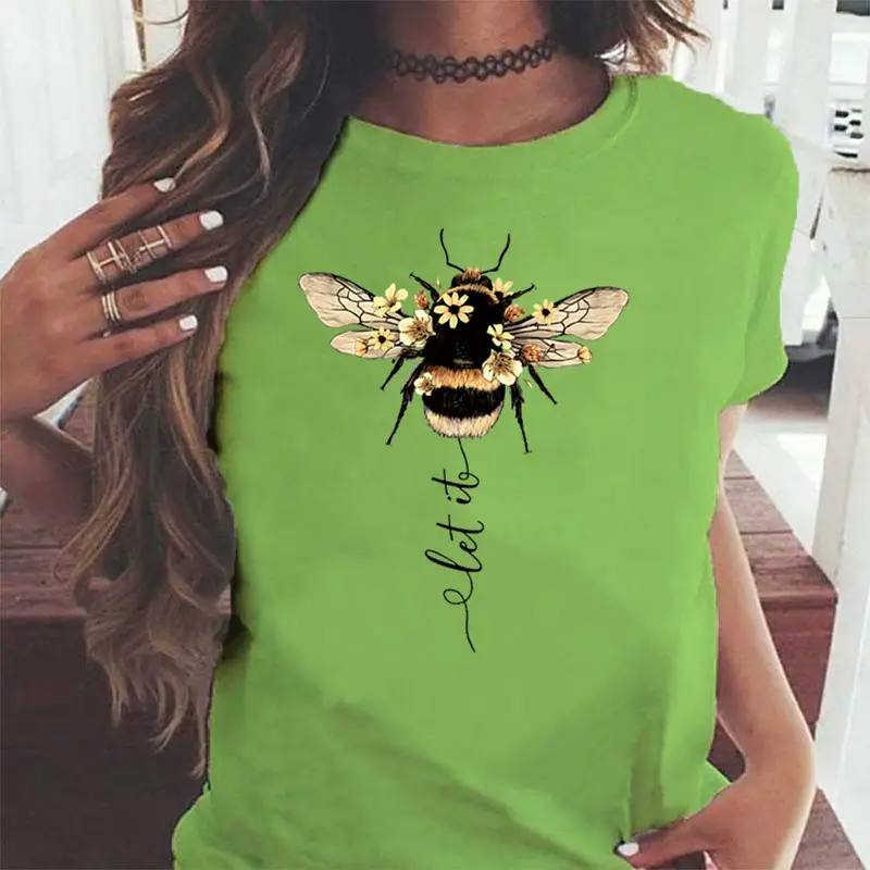 Women Blue Bee Print T-Shirt AliExpress 2020 - Image 11