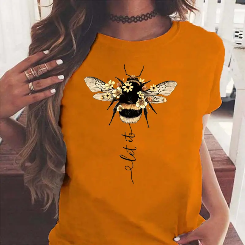 Women Blue Bee Print T-Shirt AliExpress 2020 - Image 13