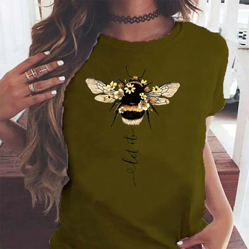 Women Blue Bee Print T-Shirt AliExpress 2020 - Image 14