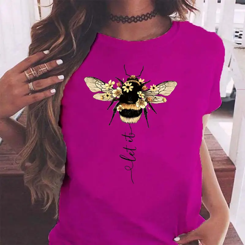 Women Blue Bee Print T-Shirt AliExpress 2020 - Image 15