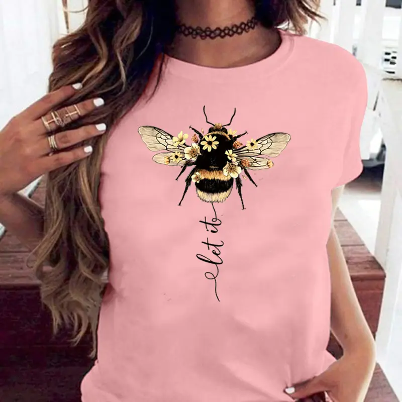 Women Blue Bee Print T-Shirt AliExpress 2020 - Image 6