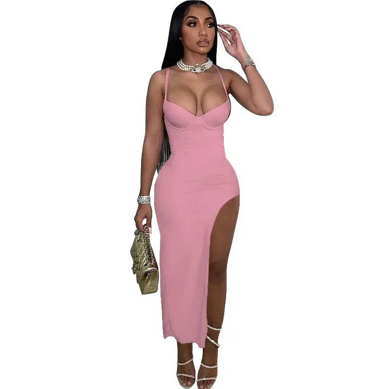 2022 Sexy Slim Split Dress Women European American - Image 3