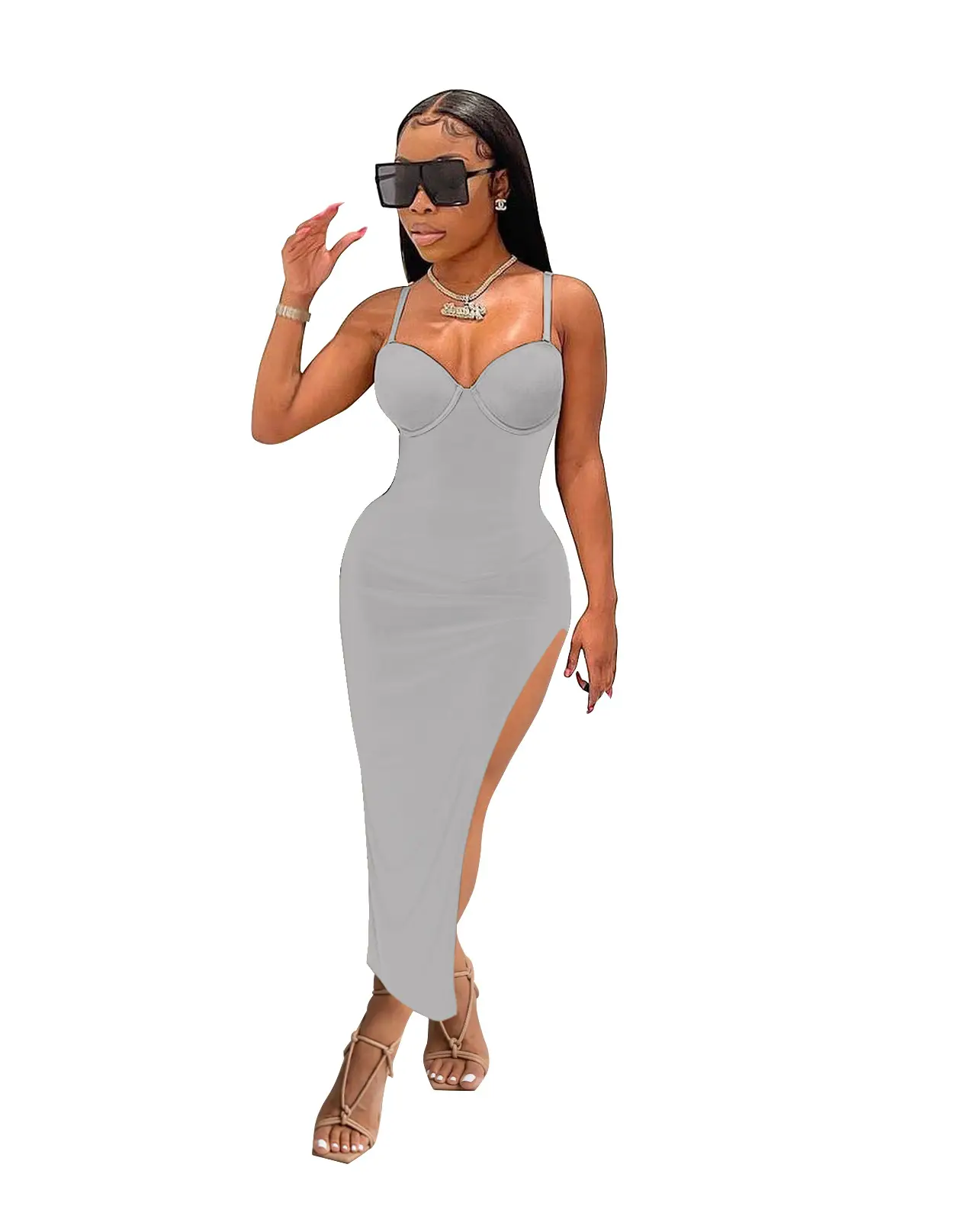 2022 Sexy Slim Split Dress Women European American - Image 4
