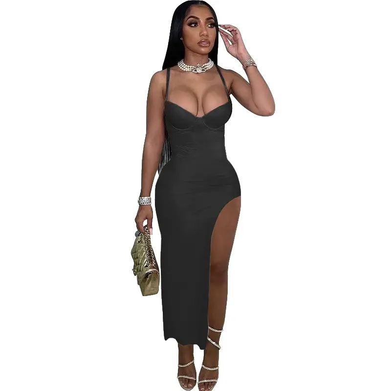 2022 Sexy Slim Split Dress Women European American - Image 5