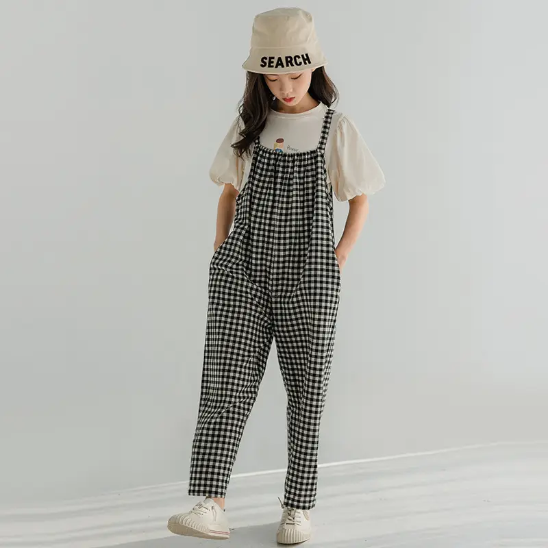2025 Summer Kids Plaid Overalls with Strap Pants - Image 5