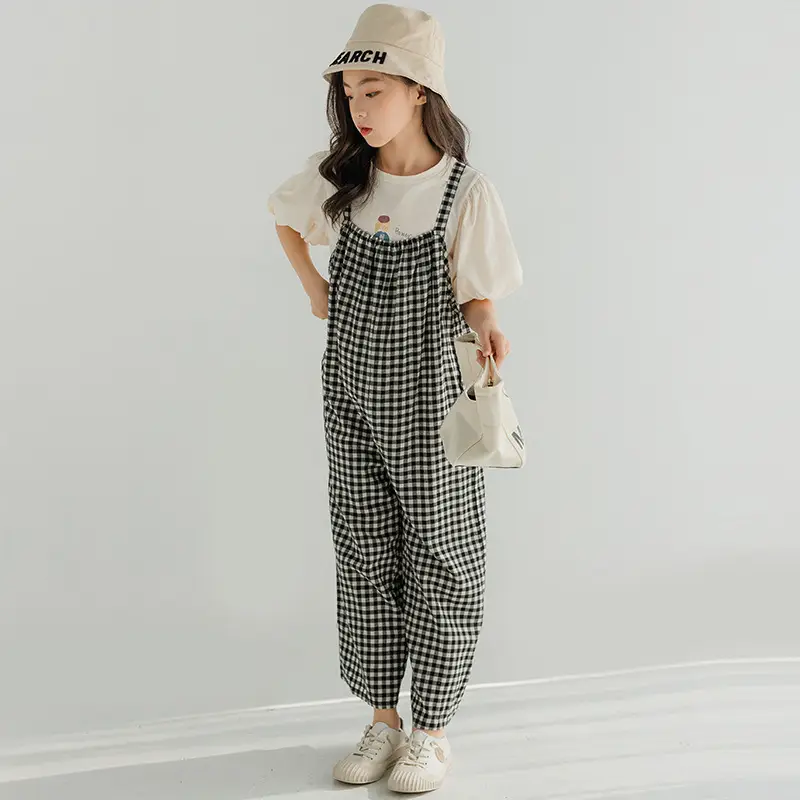 2025 Summer Kids Plaid Overalls with Strap Pants - Image 6