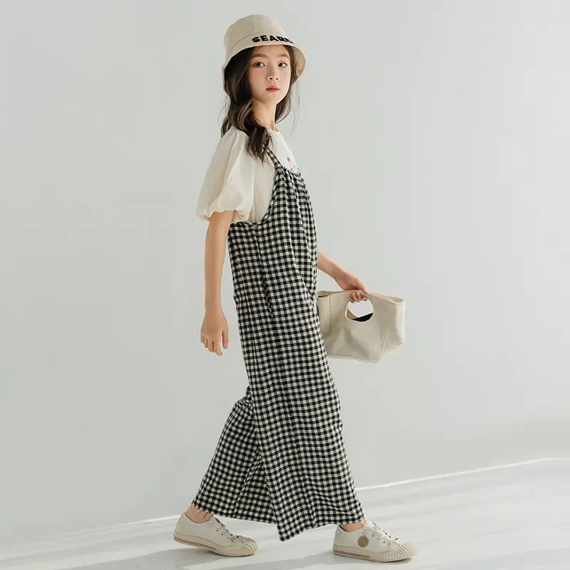 2025 Summer Kids Plaid Overalls with Strap Pants - Image 7