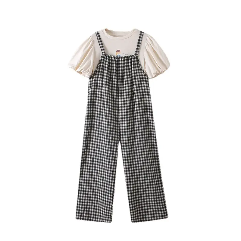 2025 Summer Kids Plaid Overalls with Strap Pants - Image 8