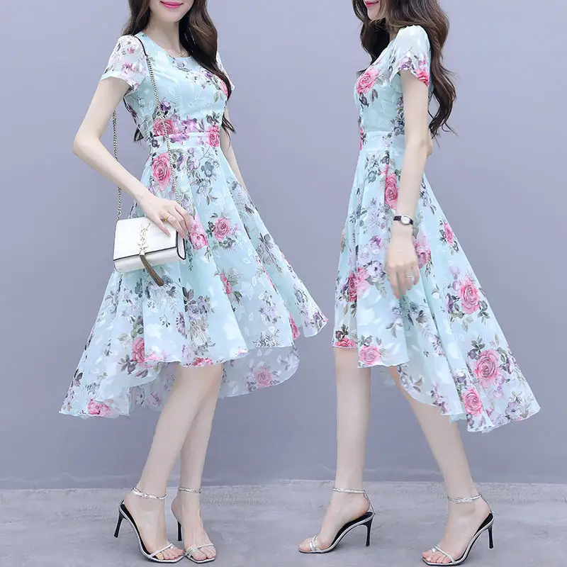 Women Floral Ice Silk Summer Dress 2022 - Image 3