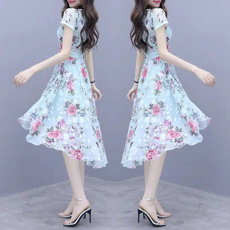 Women Floral Ice Silk Summer Dress 2022 - Image 5