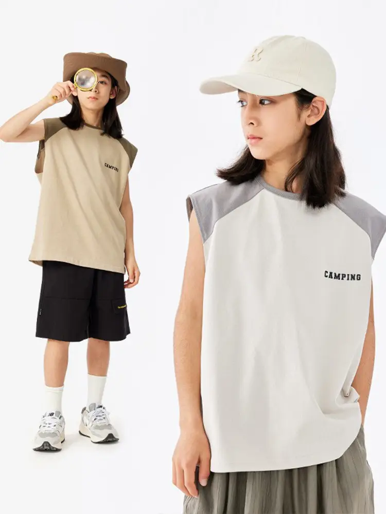 Boys Striped T-Shirt Sleeveless Vest Cool Drying - Image 45