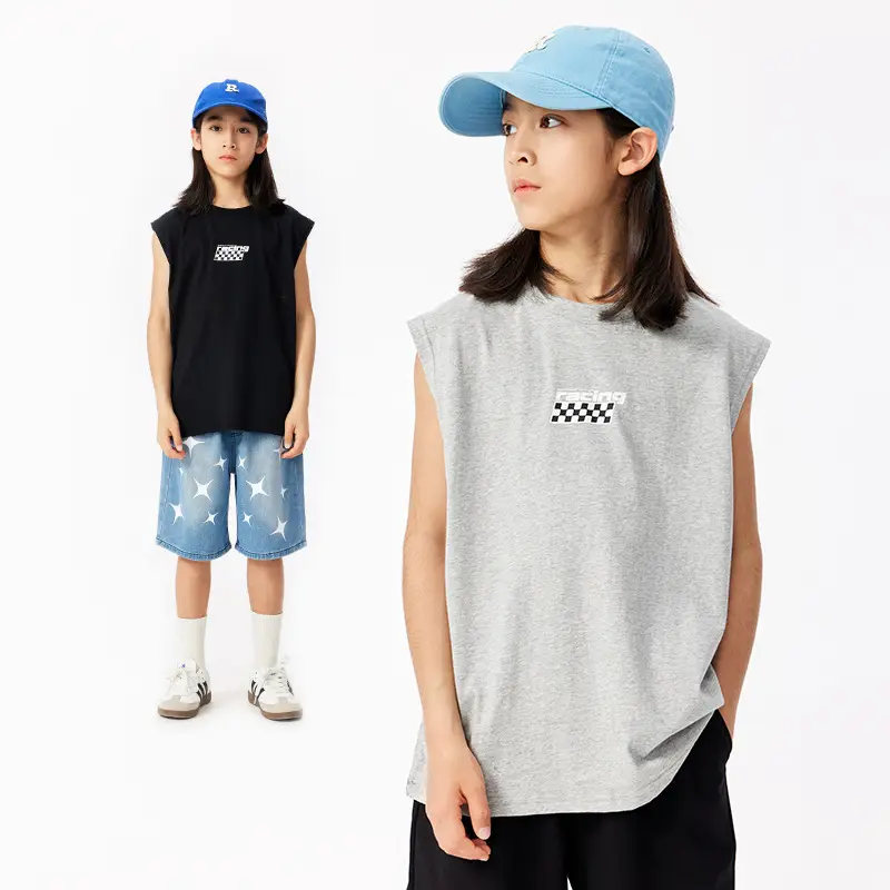 Boys Striped T-Shirt Sleeveless Vest Cool Drying - Image 6