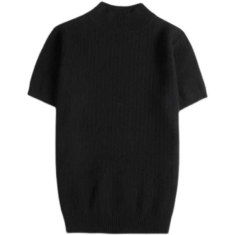 Men Slim Fit Short Sleeve Pullover Sweater Solid Color - Image 8
