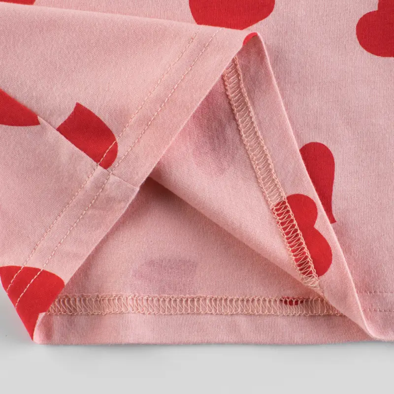 Pink Heart Print Kids T-Shirt 2024 Summer