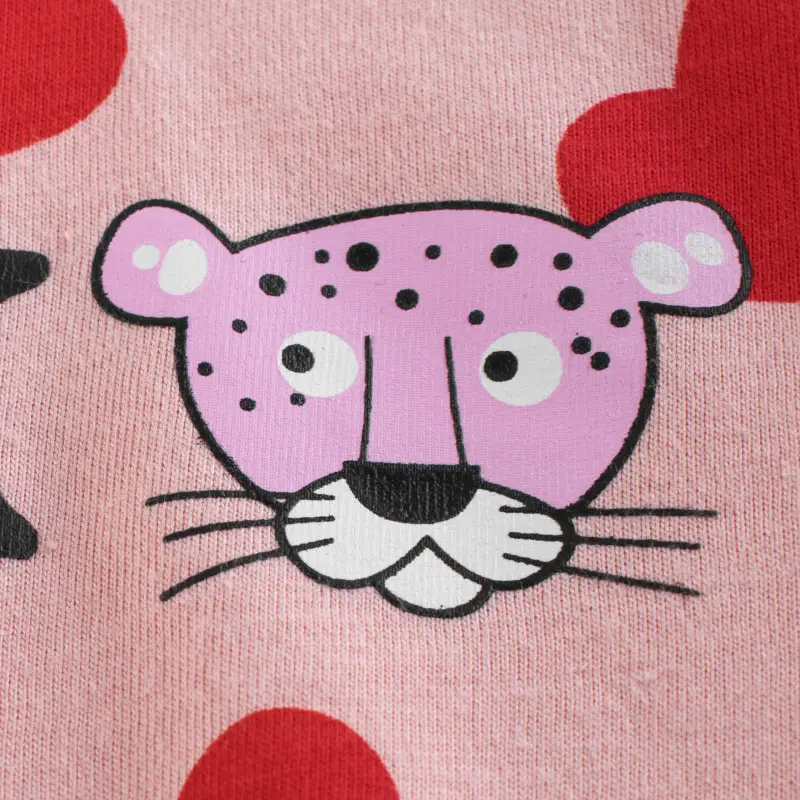 Pink Heart Print Kids T-Shirt 2024 Summer
