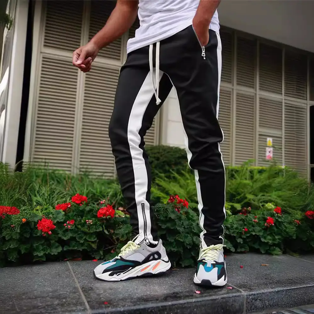 Men Blue Zipper Jogging Pants Autumn 2021