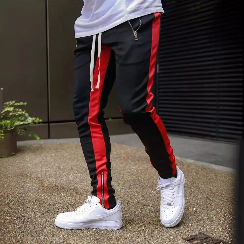 Men Blue Zipper Jogging Pants Autumn 2021