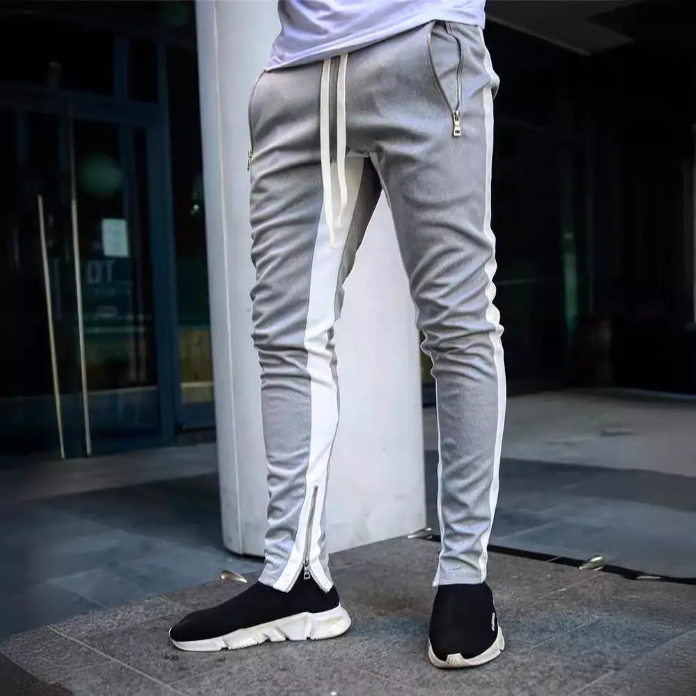 Men Blue Zipper Jogging Pants Autumn 2021