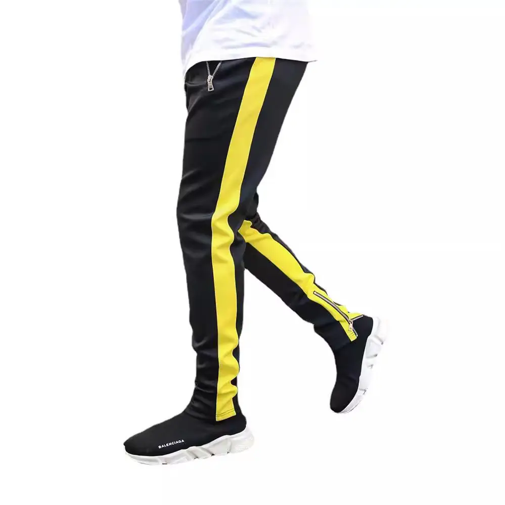 Men Blue Zipper Jogging Pants Autumn 2021