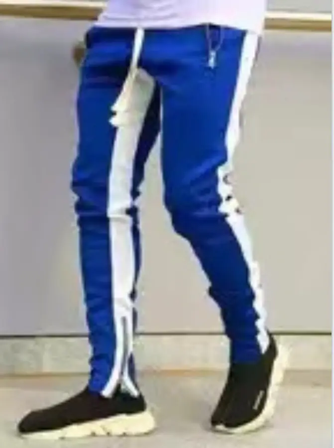 Men Blue Zipper Jogging Pants Autumn 2021