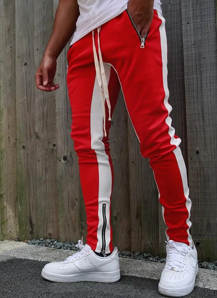 Men Blue Zipper Jogging Pants Autumn 2021