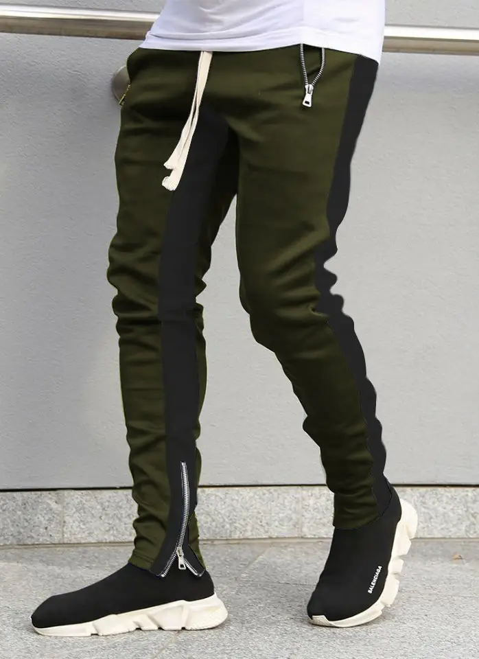 Men Blue Zipper Jogging Pants Autumn 2021