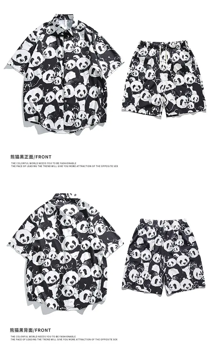 Men's 2025 Panda Print Ice Silk Shirt Short Sleeve — feature 15