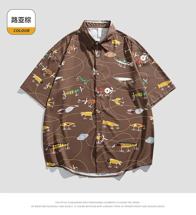 Men's 2025 Panda Print Ice Silk Shirt Short Sleeve — feature 39