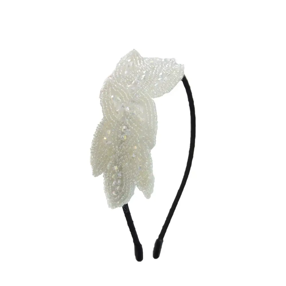 Black Crystal Beaded Hair Hoop Headband for Women - Image 3