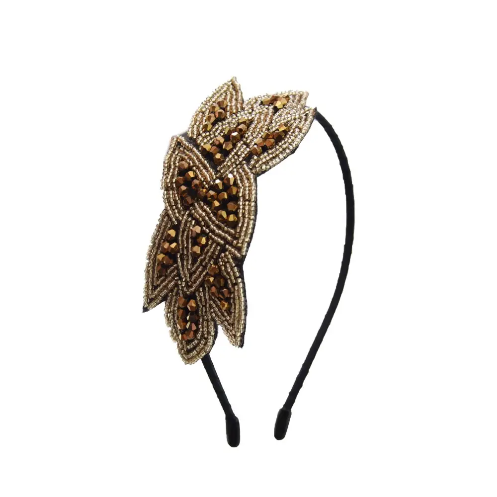 Black Crystal Beaded Hair Hoop Headband for Women - Image 4