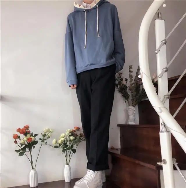 Men Velvet Hoodie Grey Cartoon Print Sweatpants — feature 8