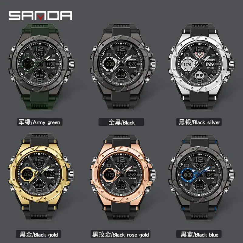 Sanda Black Digital Alarm Clock with Dual Time Display - Image 13