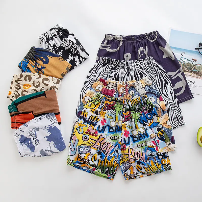 Children's Striped Shorts Cotton Silk Family Beach Pants