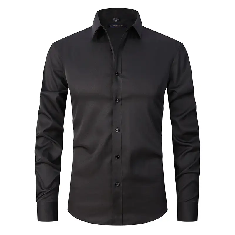 Men's Navy Blue Slim Fit Stretch Shirt Long Sleeve
