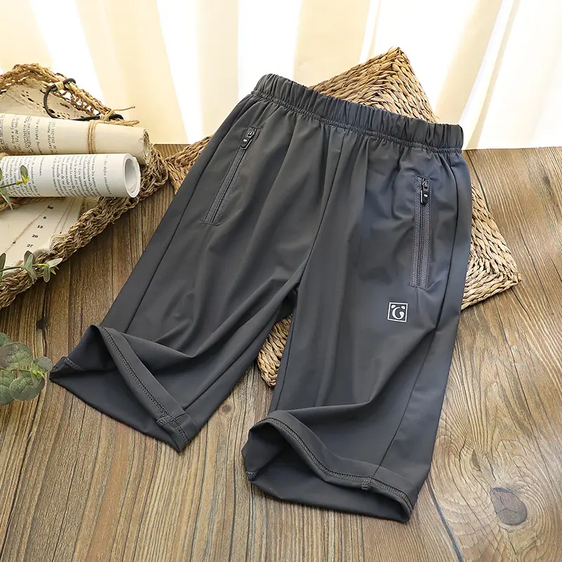 Kids Navy Blue Zipper Shorts Middle Large