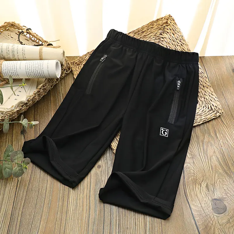 Kids Navy Blue Zipper Shorts Middle Large