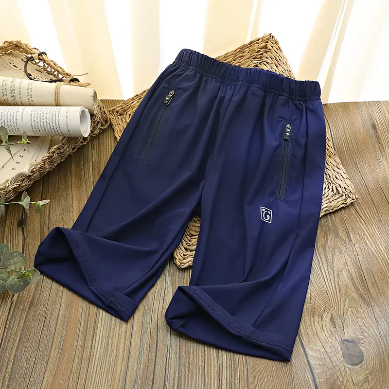 Kids Navy Blue Zipper Shorts Middle Large