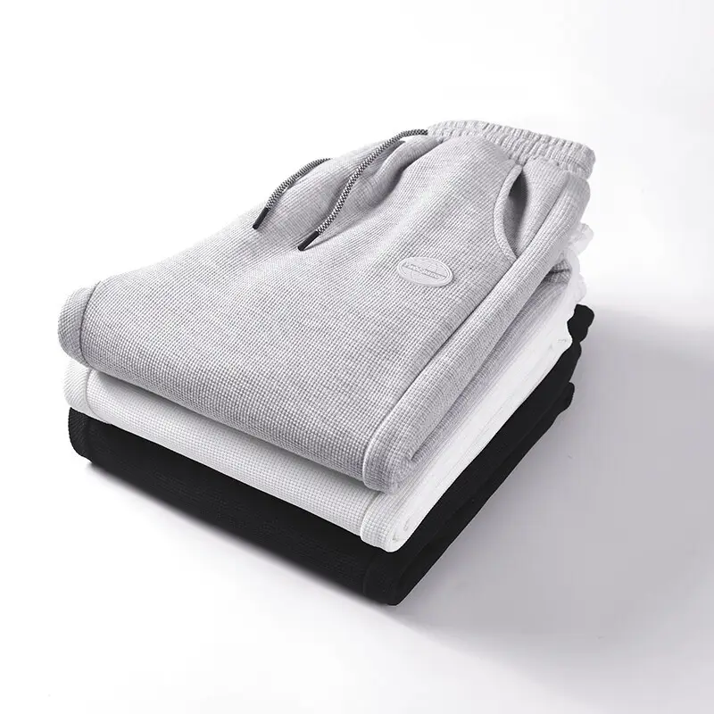 Men's Black Waffle Loose Leg Sports Pants - Image 7