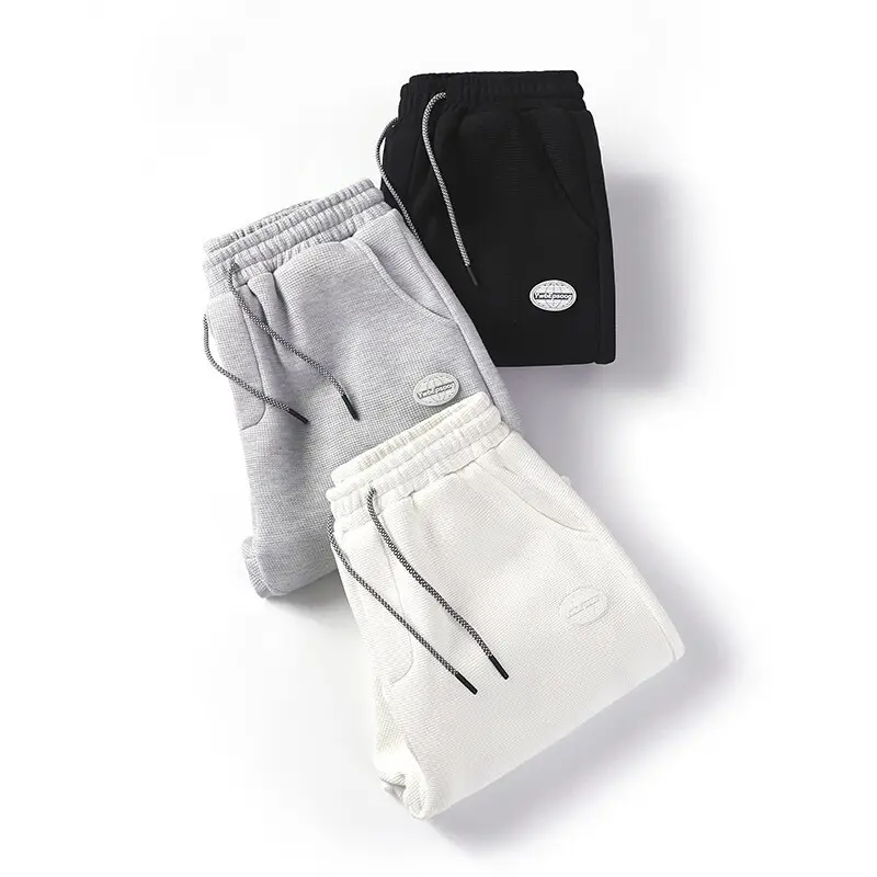 Men's Black Waffle Loose Leg Sports Pants - Image 8