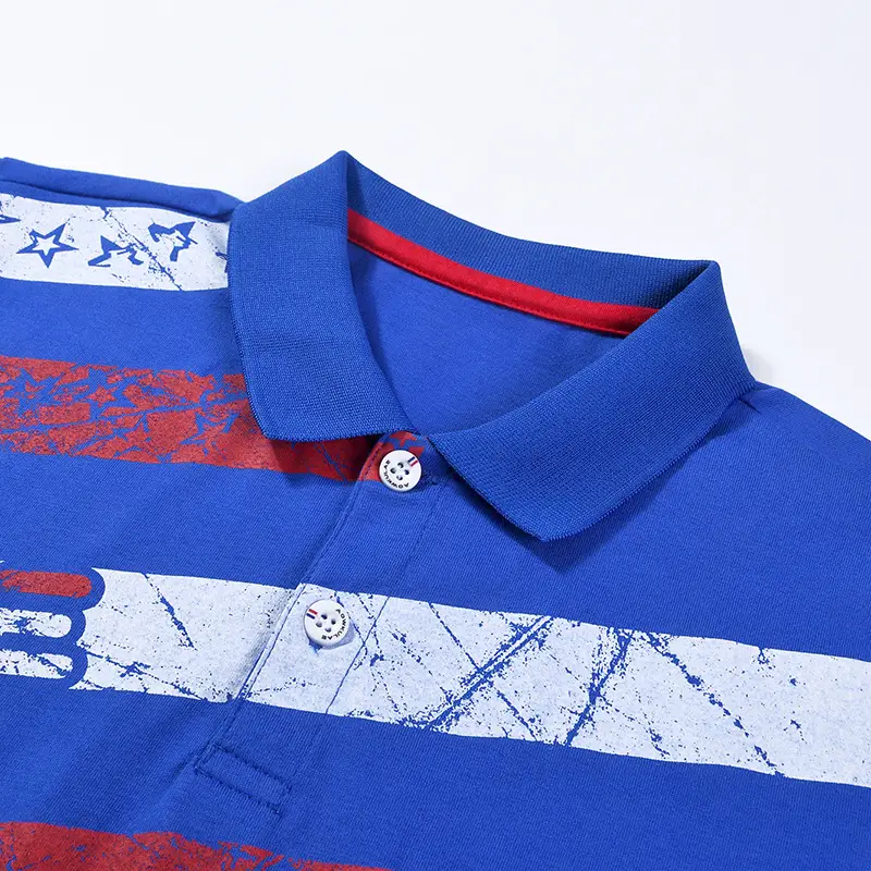 Kids Navy Printed Polo Shirt Mid Size Short Sleeve